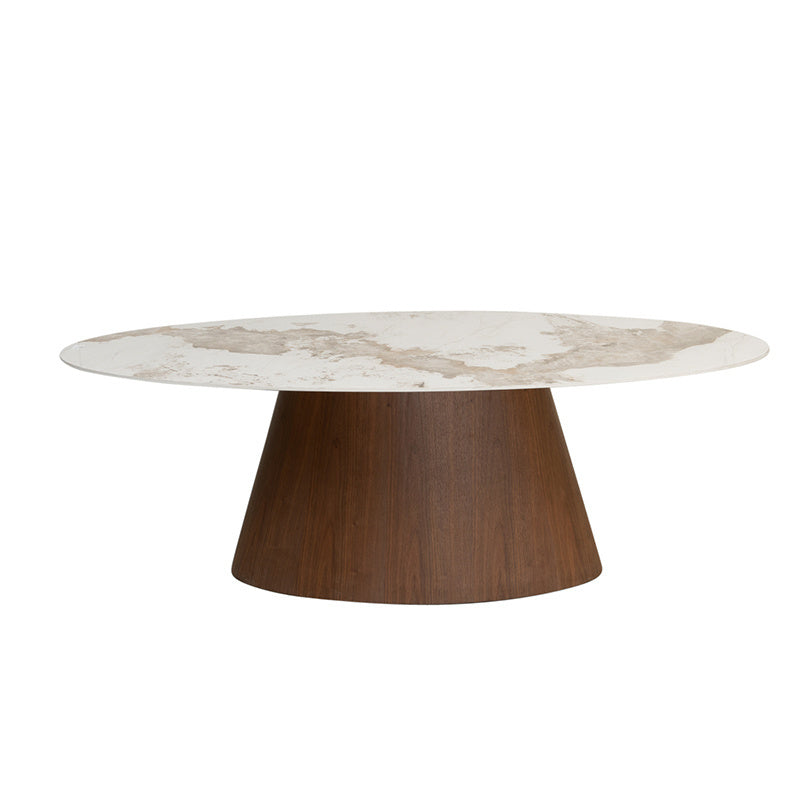 Ellipse eettafel ceramic marmer