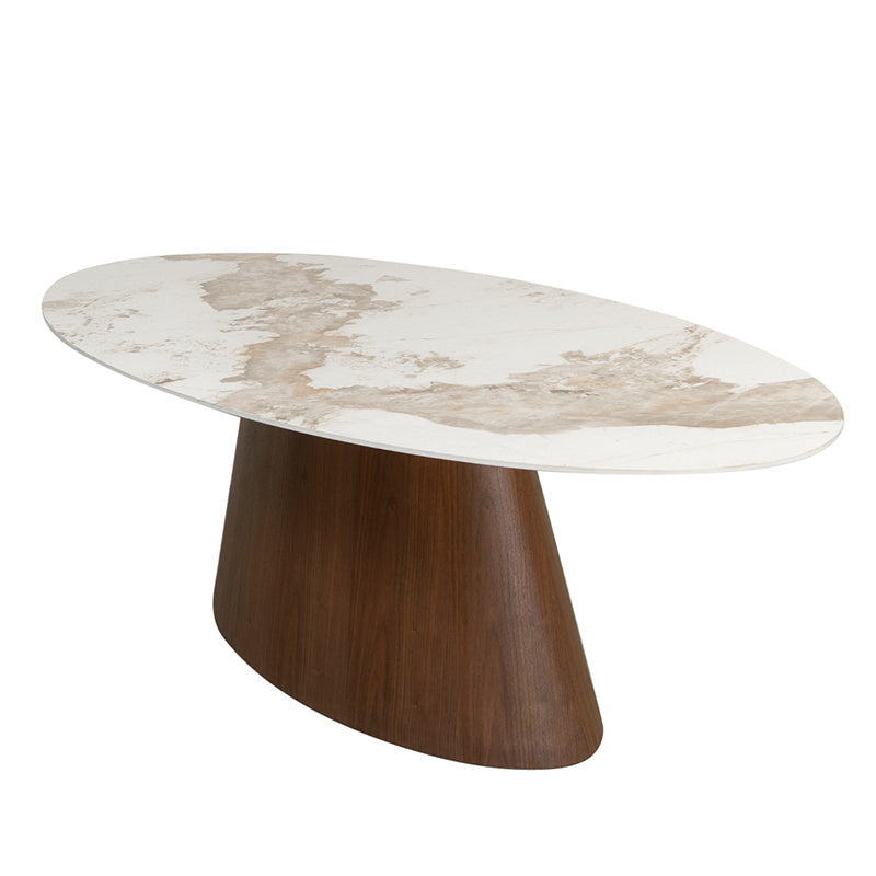 Ellipse eettafel ceramic marmer
