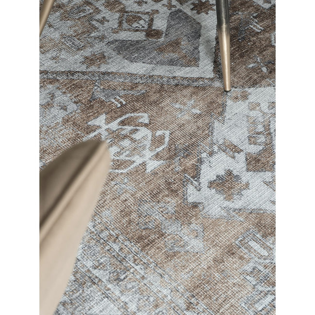 Vloerkleed Laria bruin detail vintage print — Zwarthuisje