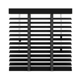 Houten jaloezieën met zwarte ladderband op maat voorkant - Zwarthuisje